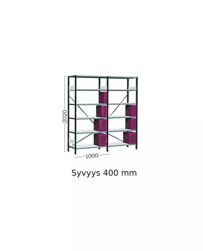 Liten förvaringshylla 2 sektioner 410 x 2045 x 2020 mm