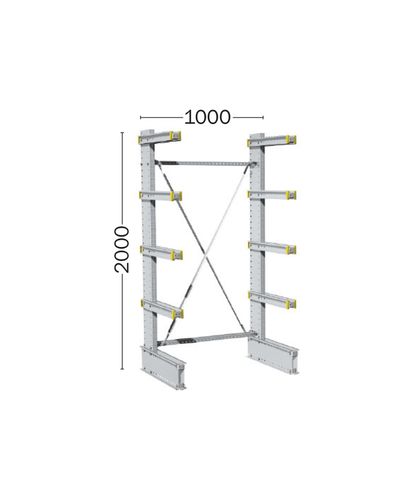 Lättviktig hylla GL, 2 stolpar 2000mm, stödben 1x500 mm Lättviktig hylla GL, 2 stolpar 2000mm, stödben 1x500 mm