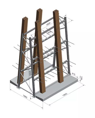 Listhylla, 2-sidig, utdrag RAL7035