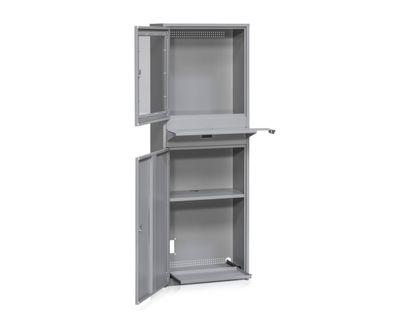 Platt datorskåp 600 x 330 x 1730 mm, grå