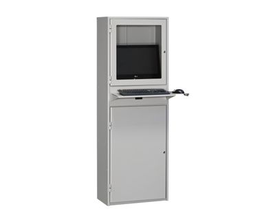 Platt datorskåp 600 x 330 x 1730 mm, grå