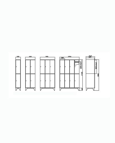 Förvaringsskåp 1 x 2 fack 300 x 1900 mm Solid