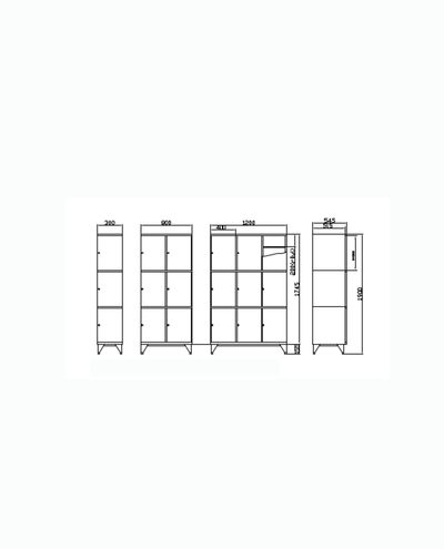 Förvaringsskåp 1 x 3 fack 400 x 1900 mm Solid