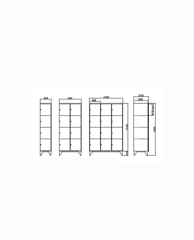 Förvaringsskåp 1 x 4 fack 400 x 1900 mm Solid