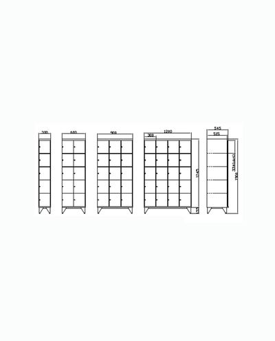 Förvaringsskåp 4 x 5 fack 1200 x 1900 mm Solid Förvaringsskåp 4 x 5 fack 1200 x 1900 mm Solid