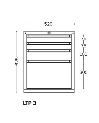 Låda 3 Handy Industrial, lådor 75,75,100,300 mm Låda 3 Handy Industrial, lådor 75,75,100,300 mm