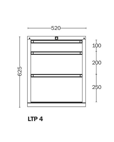 Låda 4 Handy Industrial, lådor 100, 200, 350 mm