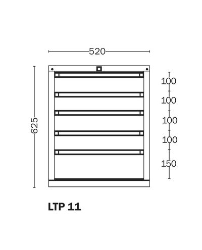 Låda 11 Handy Industrial, lådor 100 x 4, 150 mm Låda 11 Handy Industrial, lådor 100 x 4, 150 mm