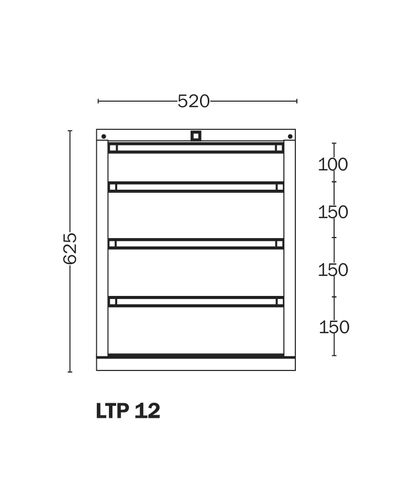 Lådbricka 12 Handy Industrial, lådor 100, 3 x 150 mm Lådbricka 12 Handy Industrial, lådor 100, 3 x 150 mm