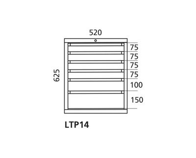Lådfack 14 Handy Industrial, lådor 4 x 75, 100, 100 mm