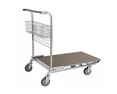 Butiksvagn med pall och nätkorg Butiksvagn med pall och nätkorg