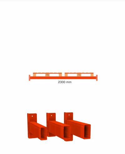 Horisontell balk C34BX 100/80/13 - 2300mm 2x Fin plattform