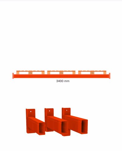 Horisontell balk C35BX 140/50/15 - 3400mm 3x Fin plattform