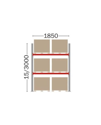 Pallställ basdel för 6 EUR-pallar, 3000 mm