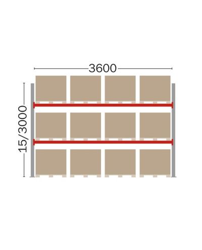 Pallställ basdel för 12 EUR-pallar, 3000 mm
