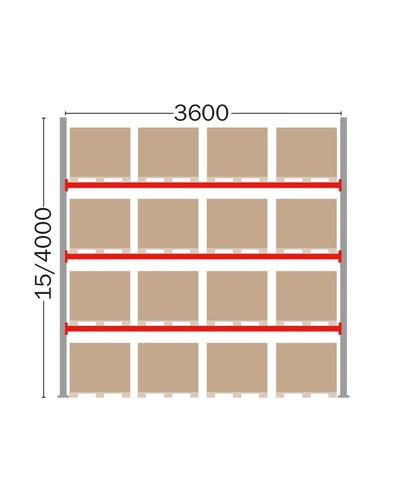 Pallställ basdel för 16 EUR-pallar, 4000 mm