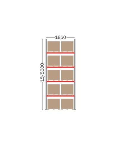 Pallställ basdel för 10 EUR-pallar, 5000 mm Pallställ basdel för 10 EUR-pallar, 5000 mm